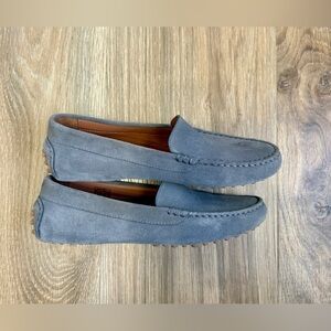 Slate Gray Suede Driving Loafers with Rubber Pebble Soles Size 37.5